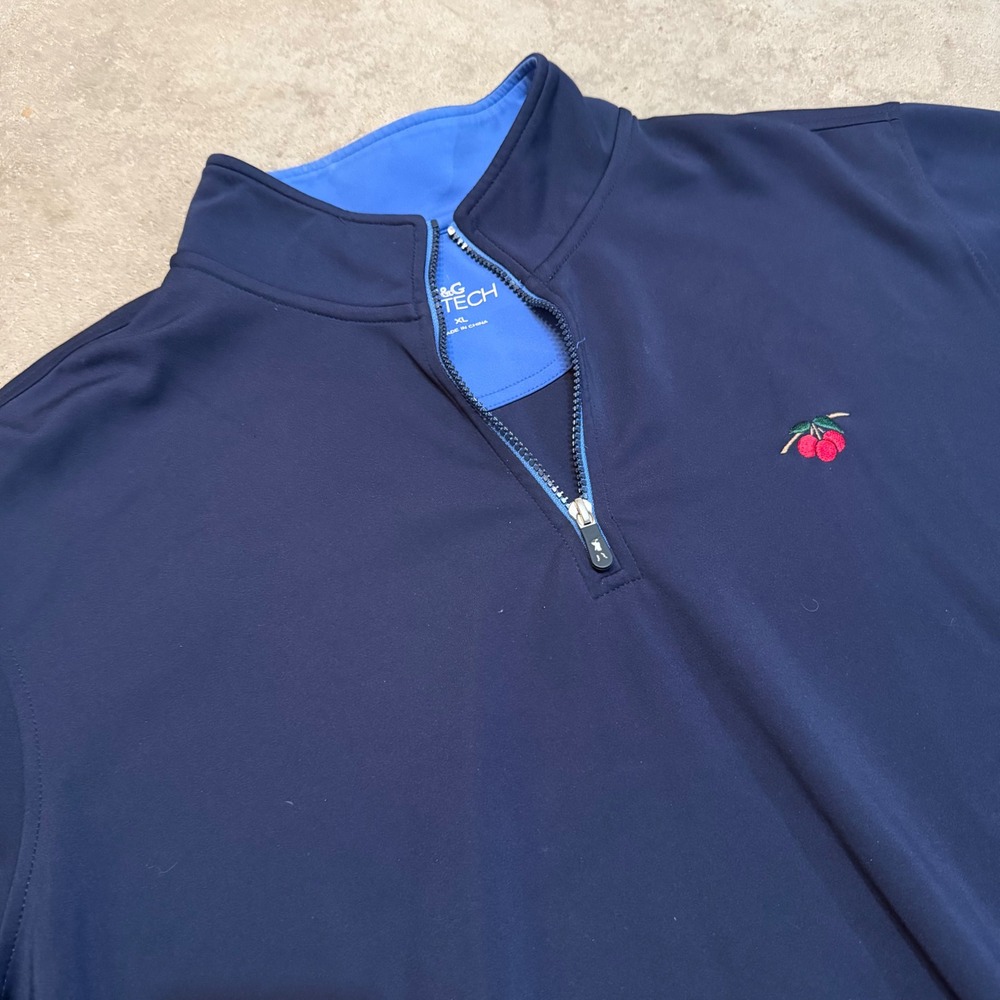 Fairway & Greene Tech Pullover Men XL Navy Blue 1/4 Zip Cherry Hills CC Golf